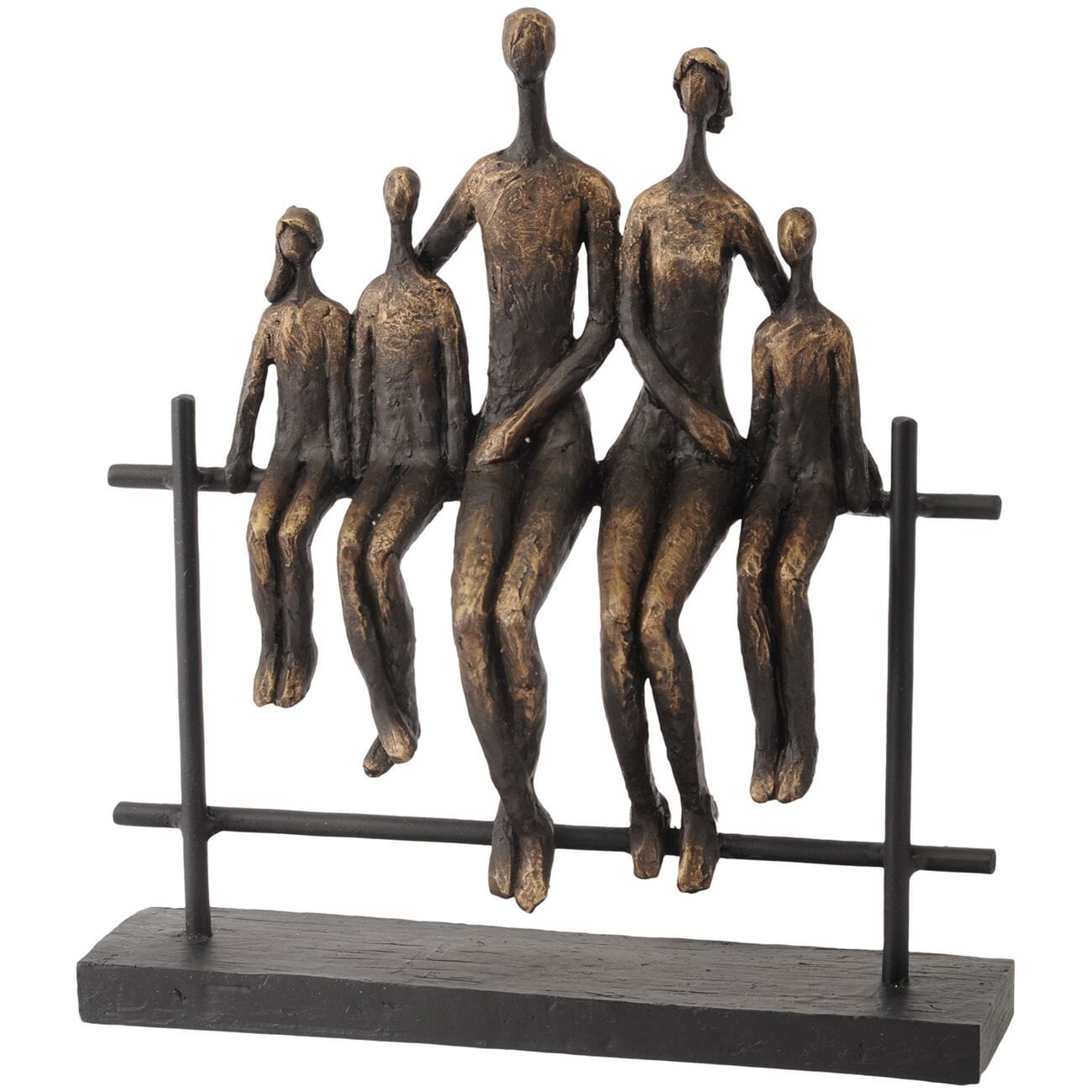 Antique Brass Family of Five Sitting Sculpture Accessories