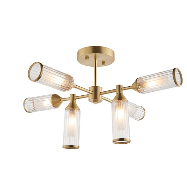 Apollo Gold & Glass Semi Flush Ceiling Light Lighting