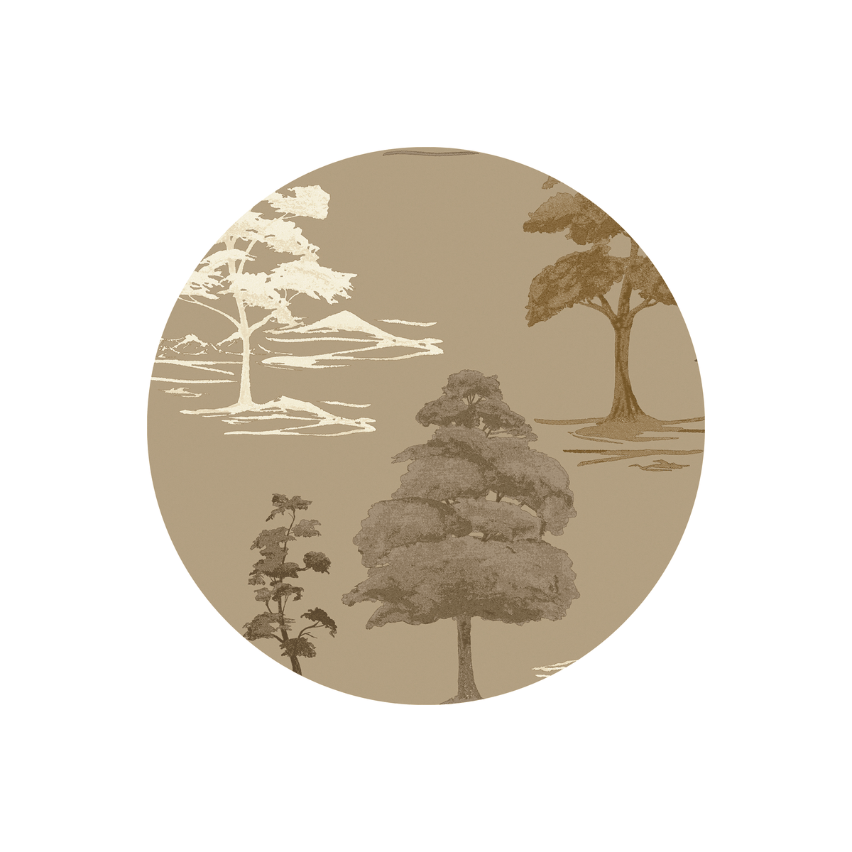 Arboria Gold Metallic Tree Print Patterned Wallpaper Sample Sample