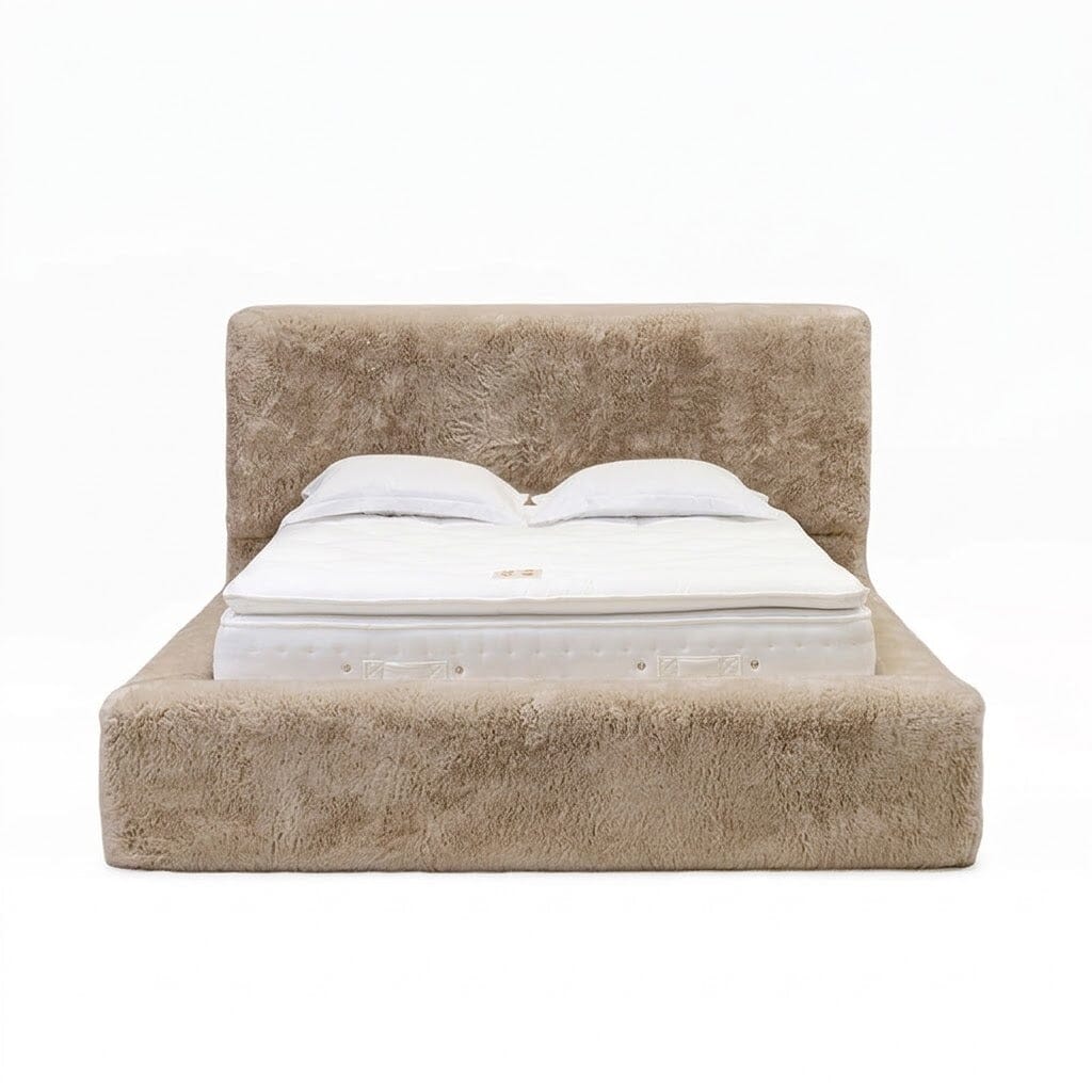 Arctic Luxury Almond Chunky Faux Fur Bed Beds and Headboards