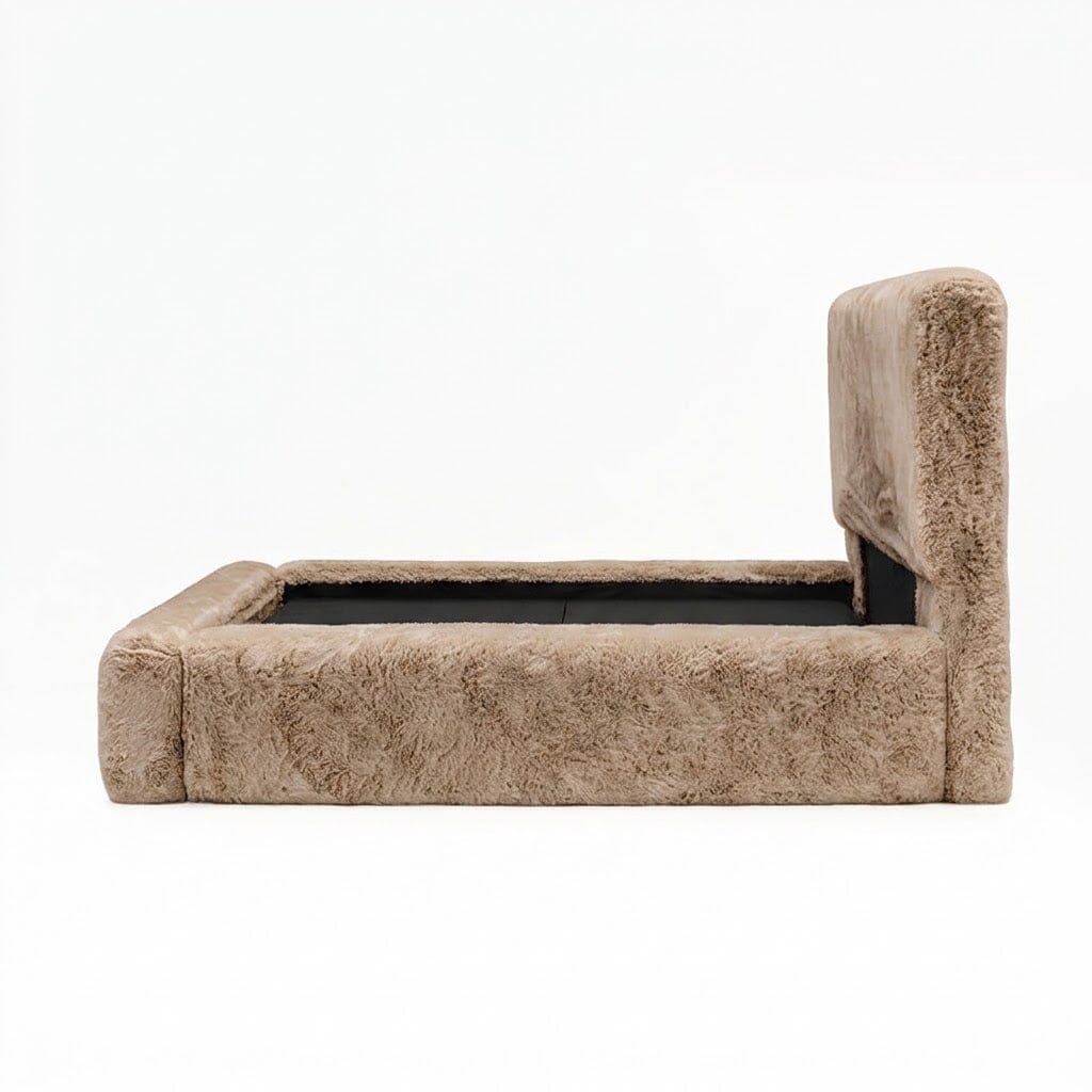 Arctic Luxury Almond Chunky Faux Fur Bed Beds and Headboards