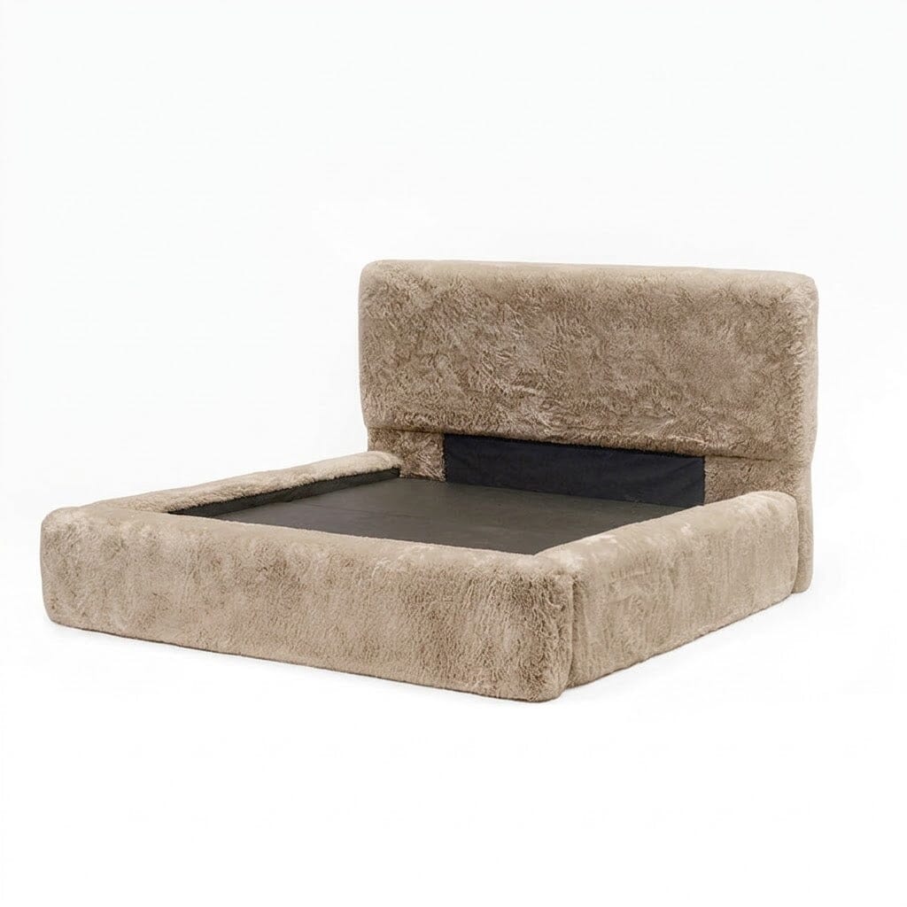 Arctic Luxury Almond Chunky Faux Fur Bed Beds and Headboards