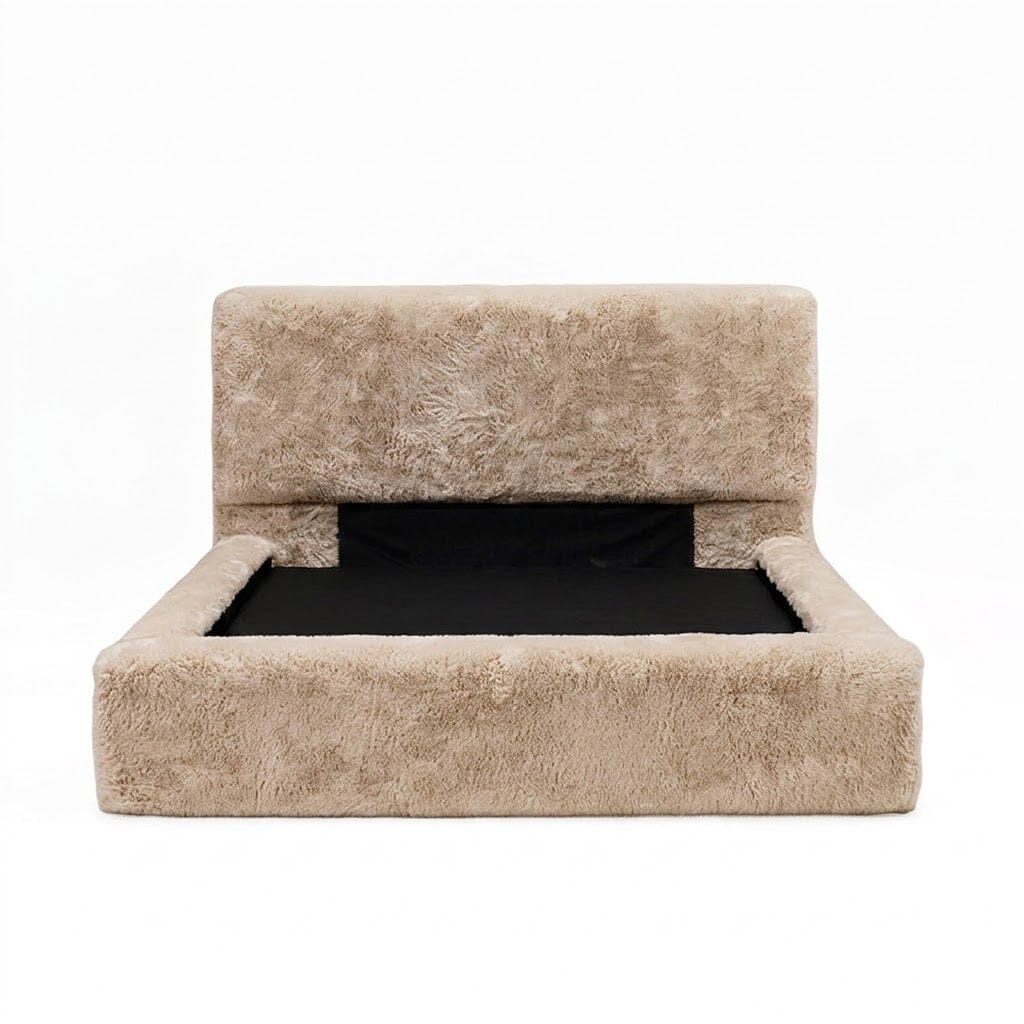 Arctic Luxury Almond Chunky Faux Fur Bed Beds and Headboards