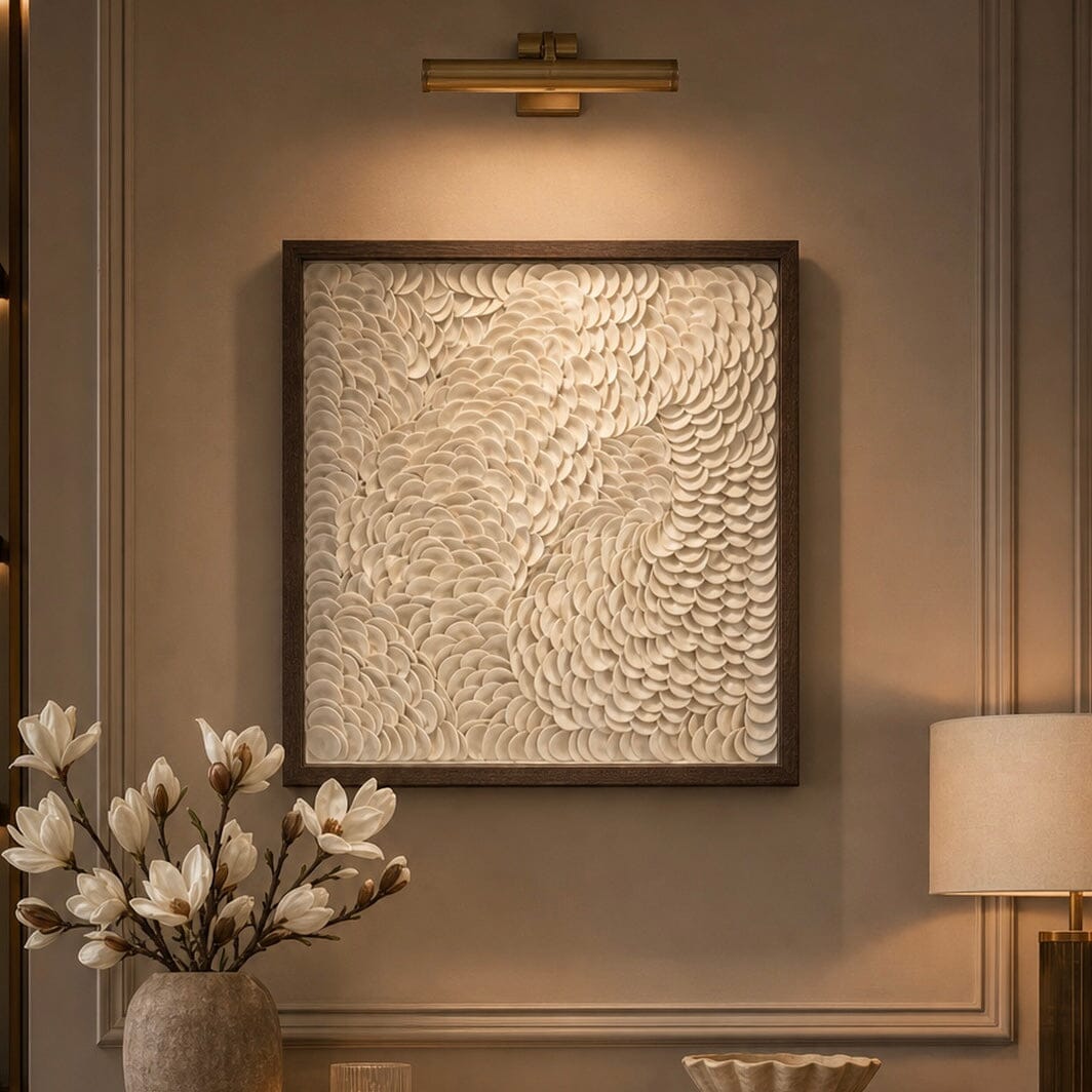 Arden Cream Textured Wall Art with Walnut Frame - 60x60cm Accessories