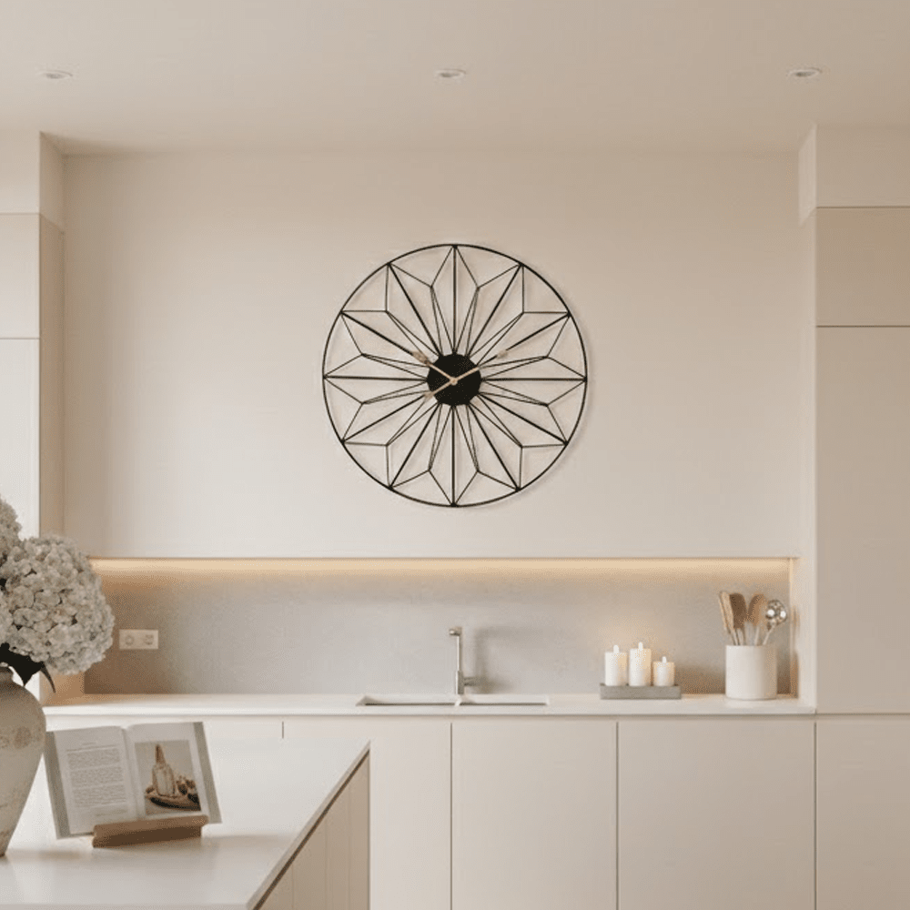 Aretta Black Geometric Wall Clock Accessories