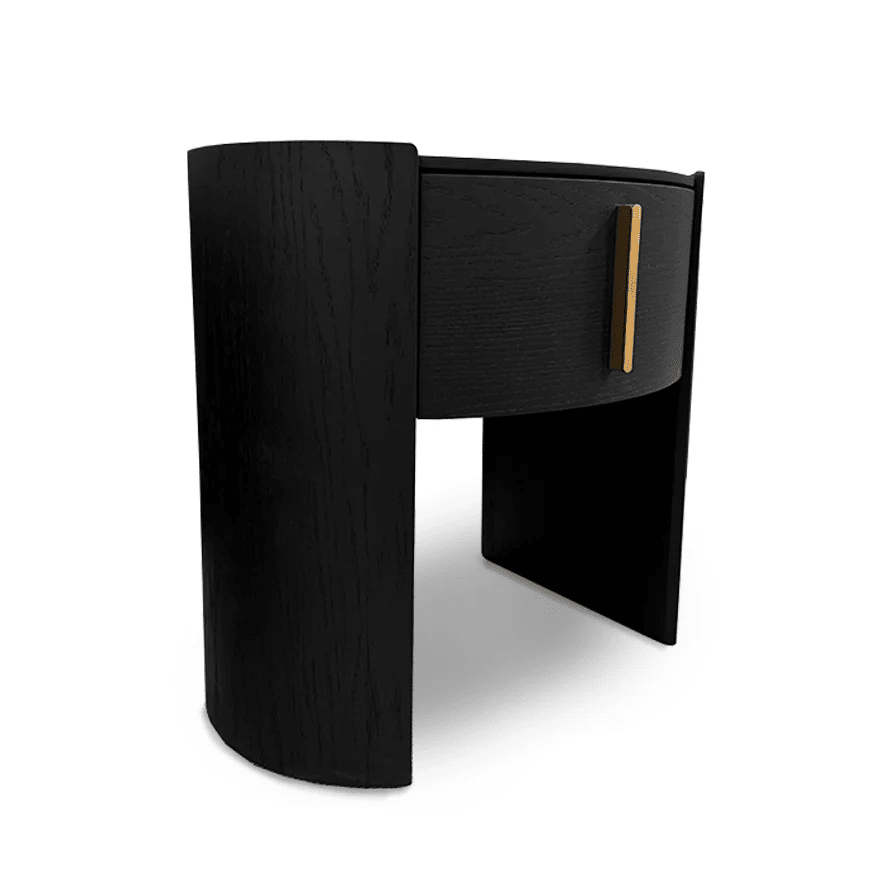 Arezzo Black 1 Drawer Bedside Table with Gold Handle Detail Furniture