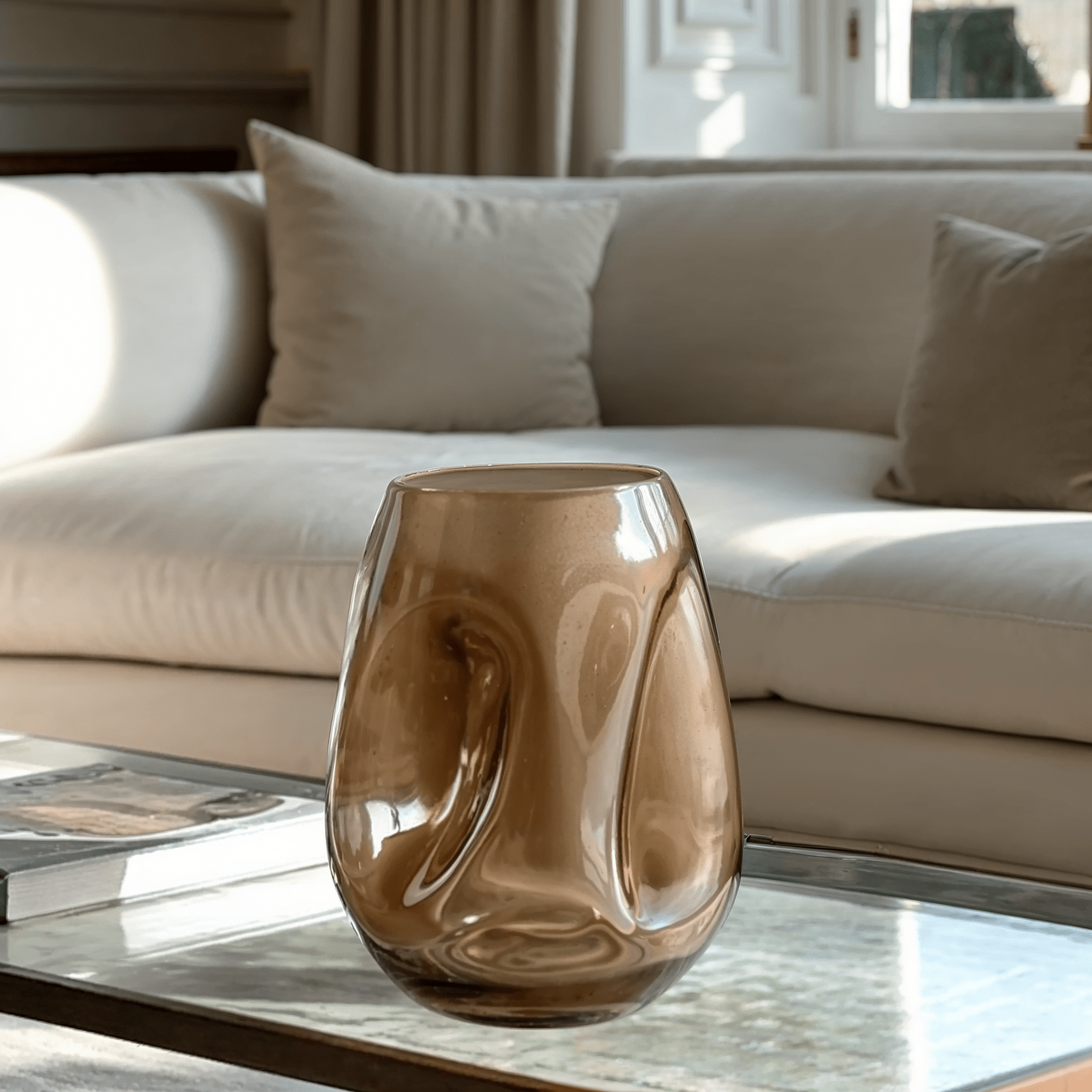 Arina Mini Decorative Brown Glass Abstract Vase Accessories