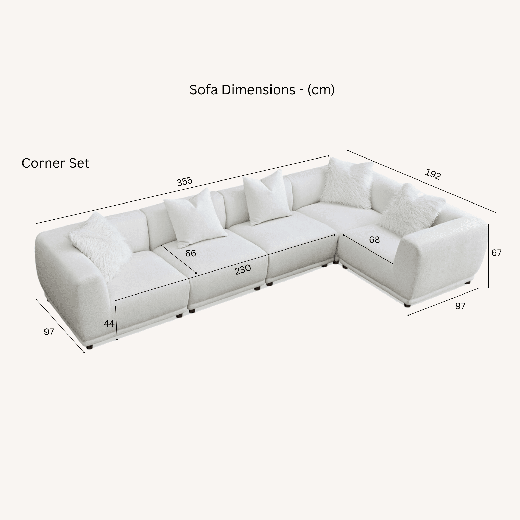 Arlo Polar Boucle Modular Sofa Range Sofa