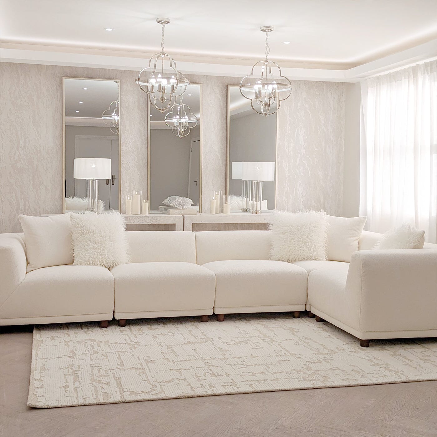 Arlo Polar Boucle Modular Sofa Range Sofa