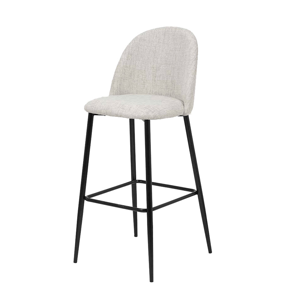 Arte Cream Linen & Black Metal Bar Stool Furniture