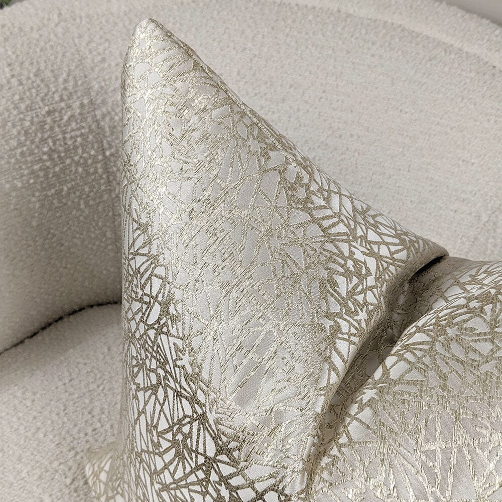 Arya Cream & Gold Geometric Print Cushion Cover - 50x50cm Textiles