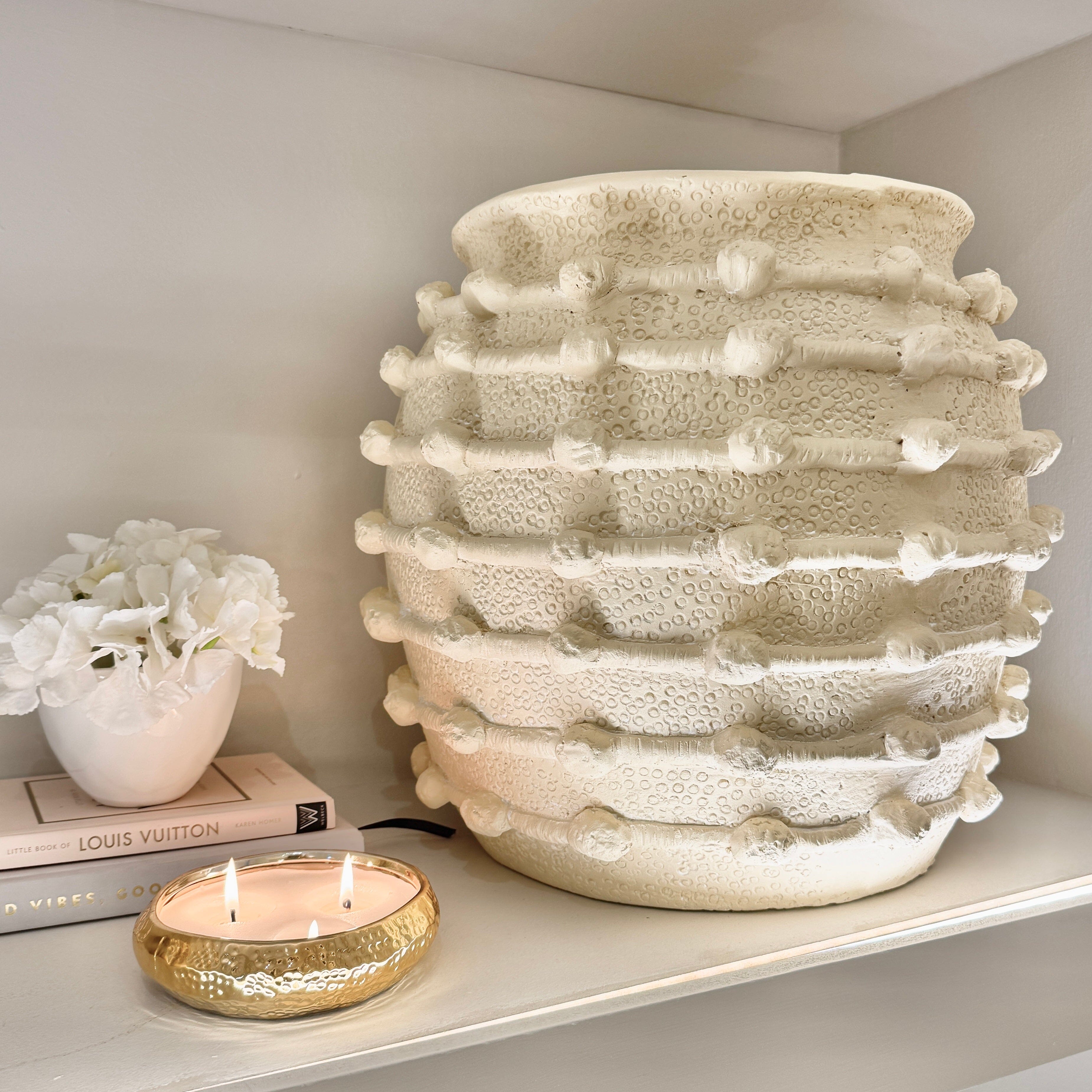 Arya Large Beige Bobble Effect Decorative Planter Accessories