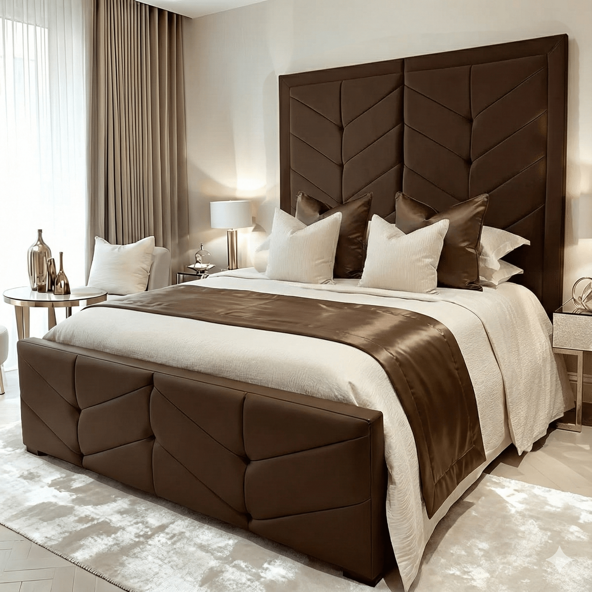 Ashton Chocolate Velvet Premium Chevron Bed