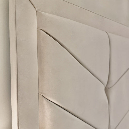 Ashton Vanilla Velvet Premium Chevron Ottoman Storage Bed Beds and Headboards