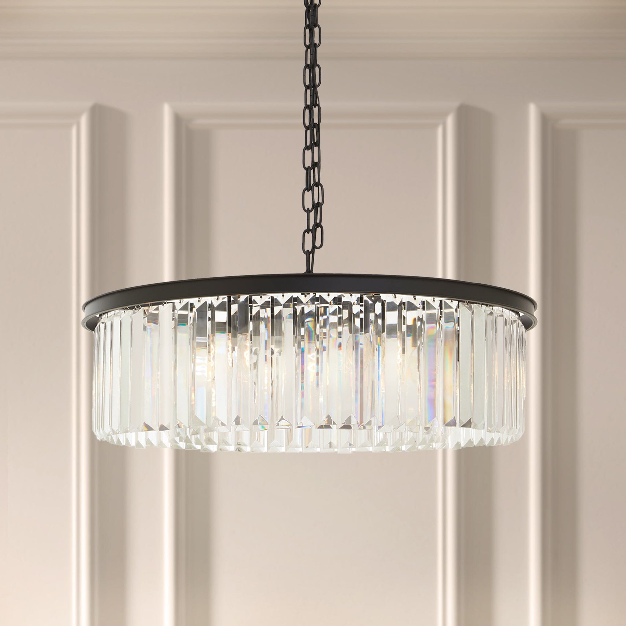 Astaire Black Round Crystal Chandelier Lighting