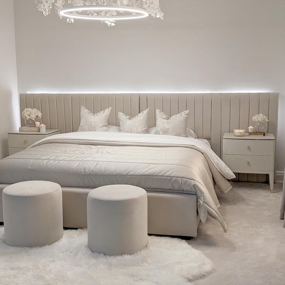 Atlantis Wide Floor Standing Headboard with Bed Base MTO Beds and Headboards