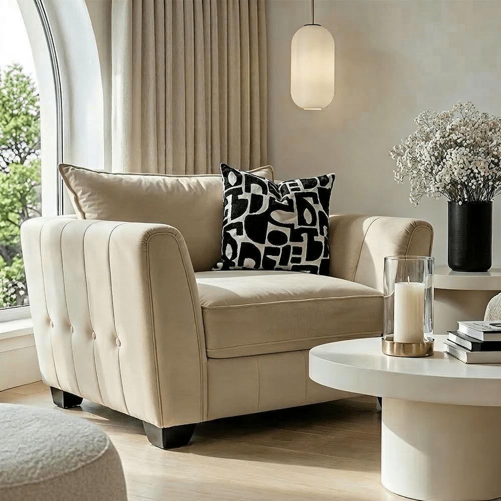 Avalon Neutral Velvet Sofa Range with Monochrome Accents