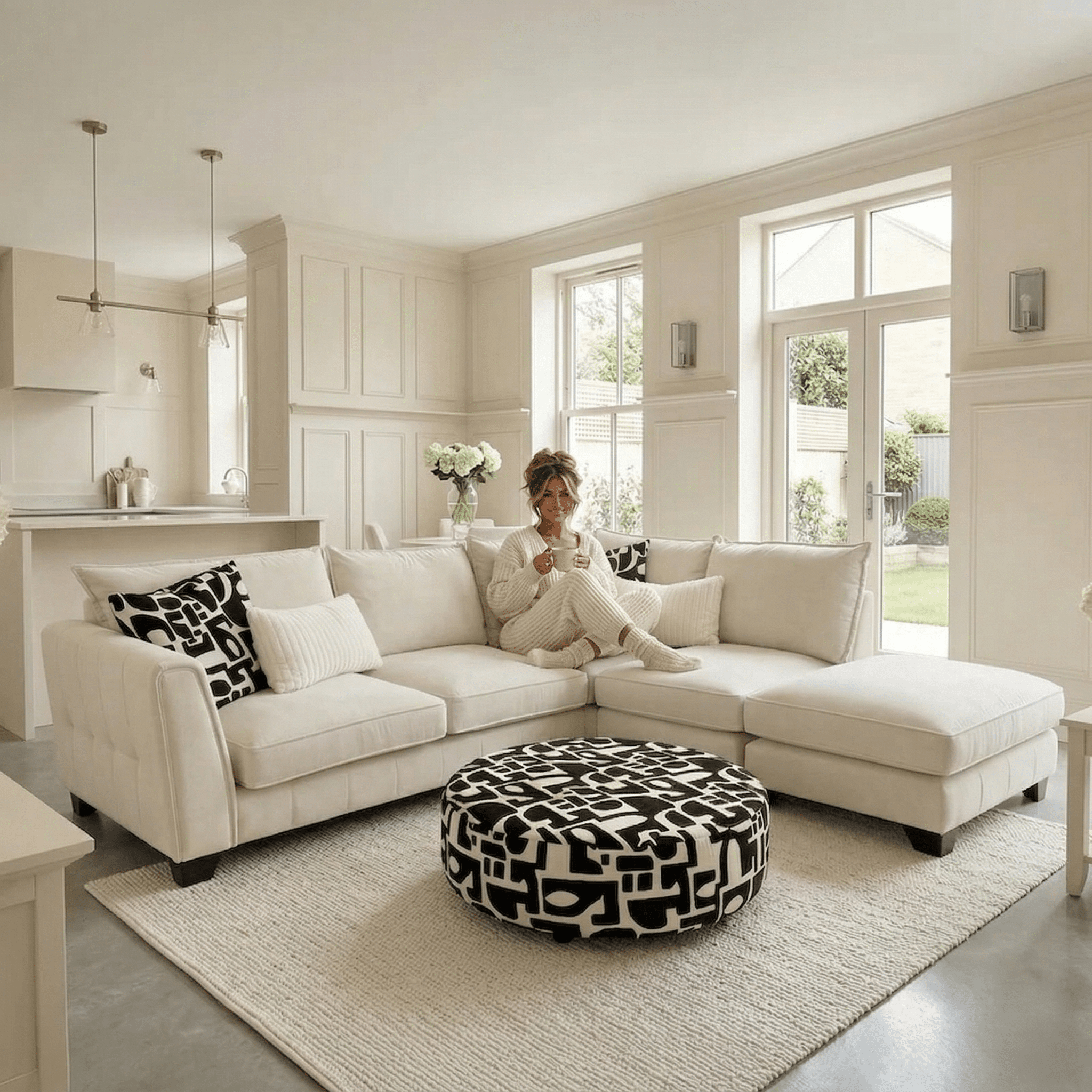 Avalon Neutral Velvet Sofa Range with Monochrome Accents