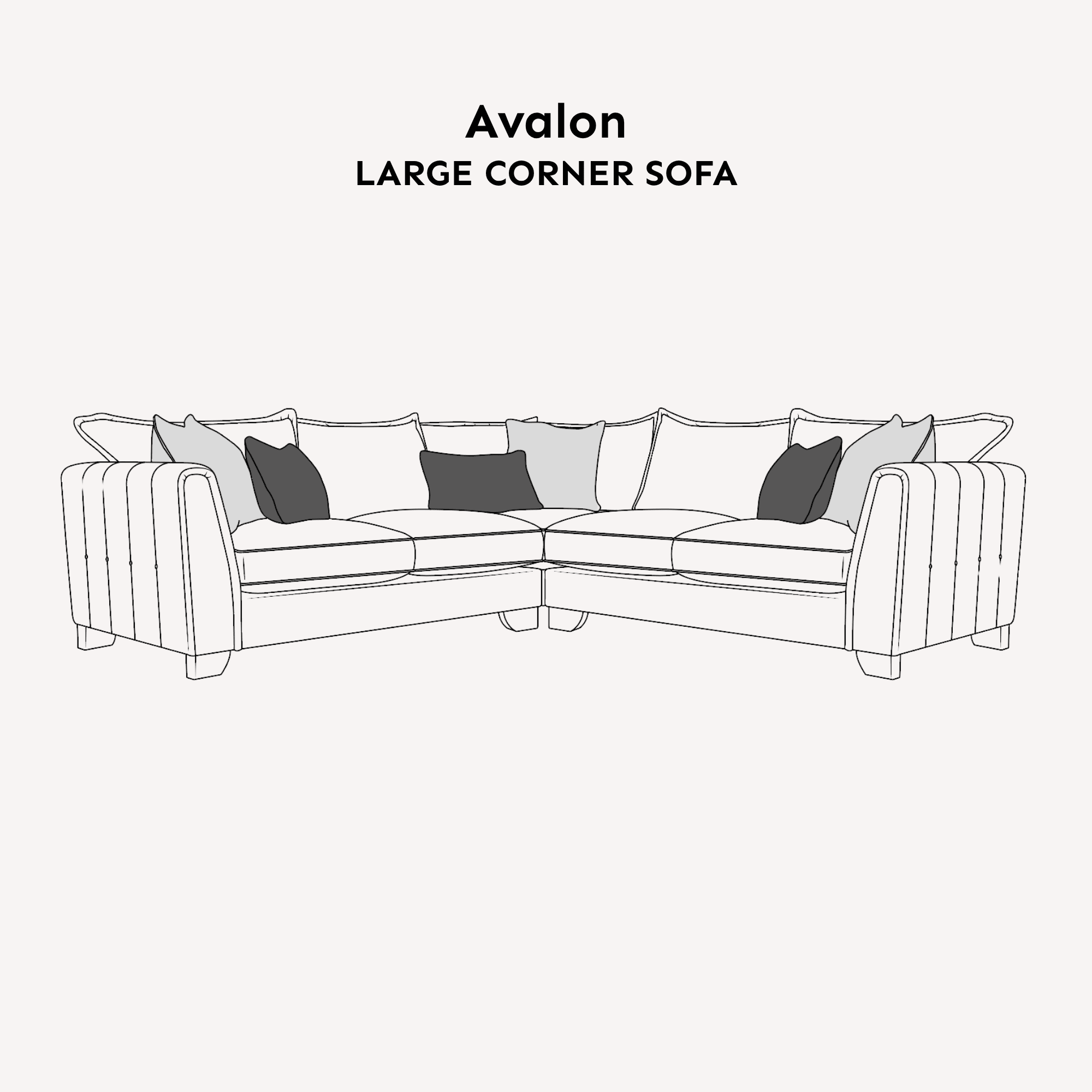 Avalon Neutral Velvet Sofa Range with Monochrome Accents Large Corner