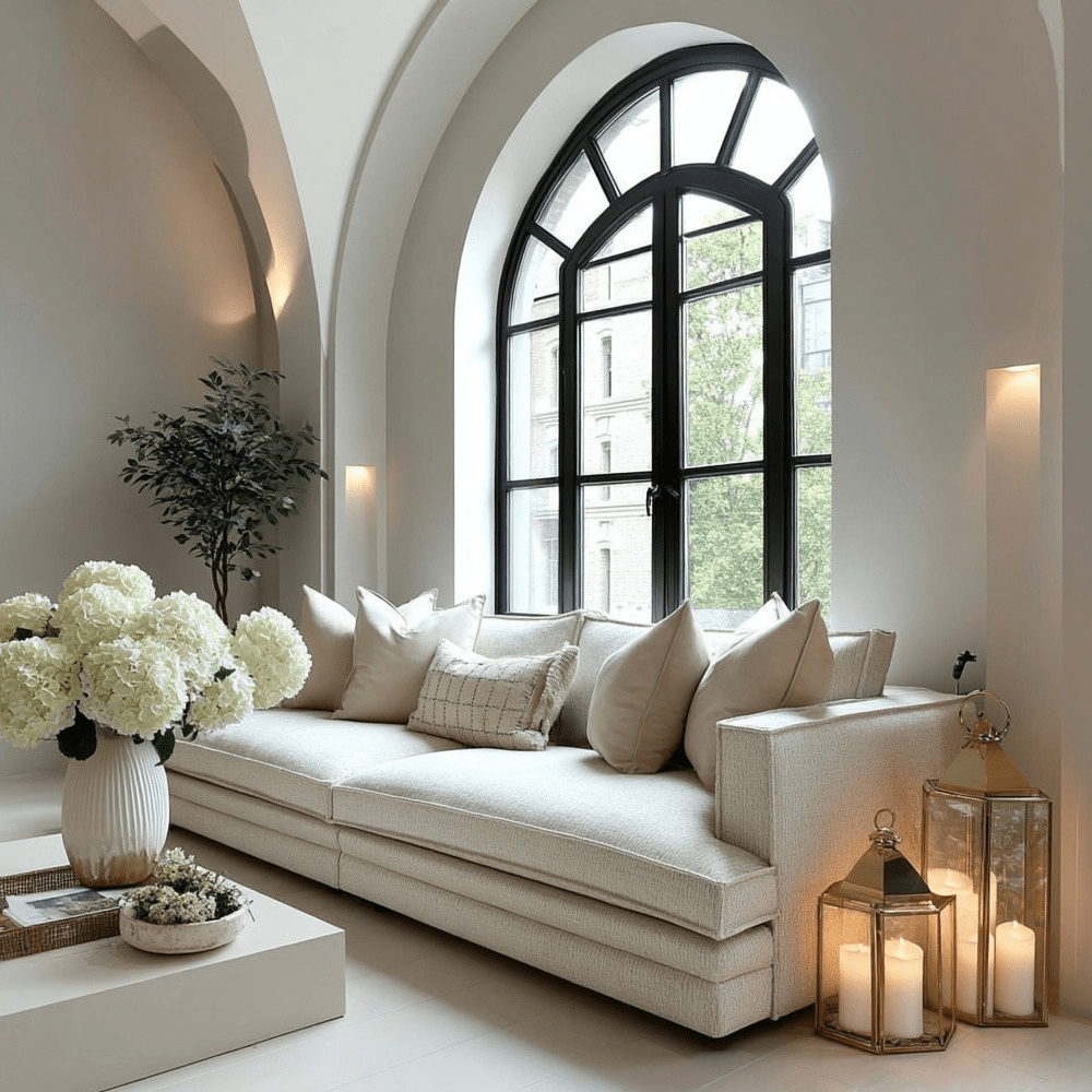 Avienne Cream Chenille 4 Seater Sofa Sofa