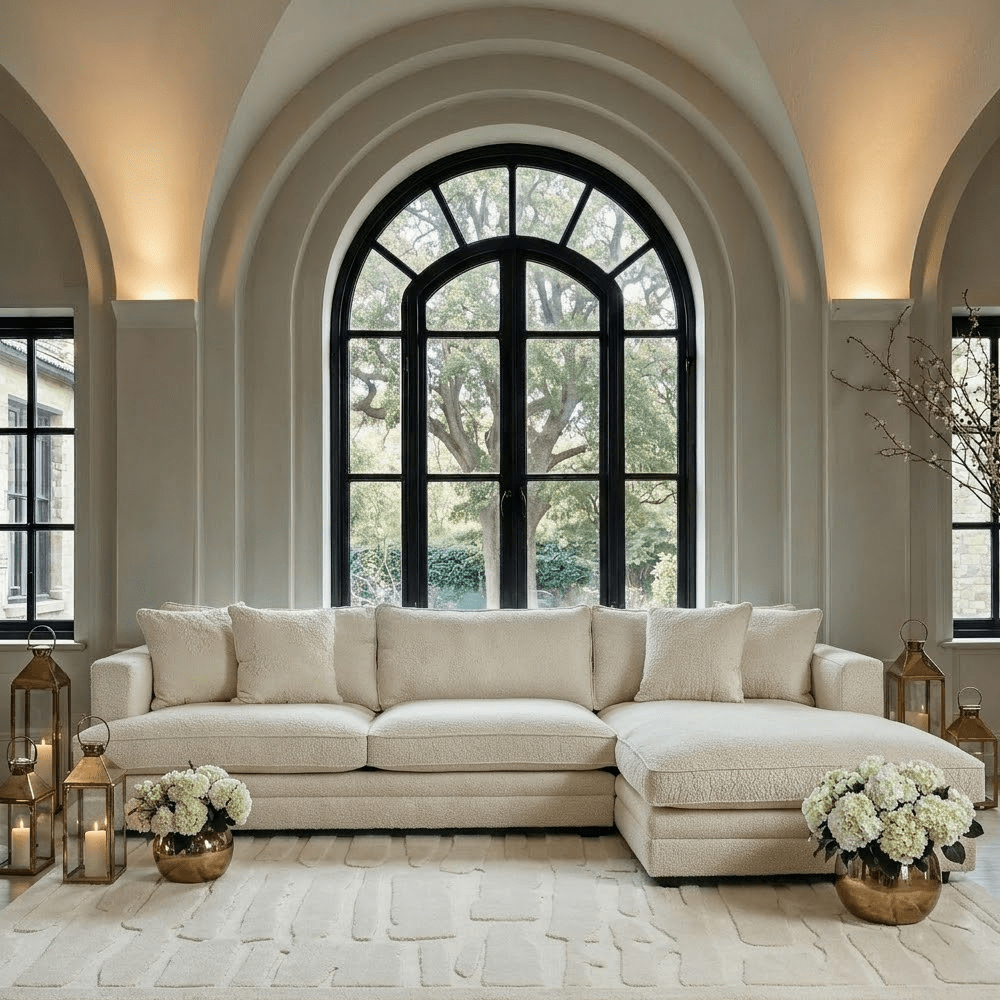 Avienne Cream Chenille Right Hand Facing Chaise End Sofa Sofa