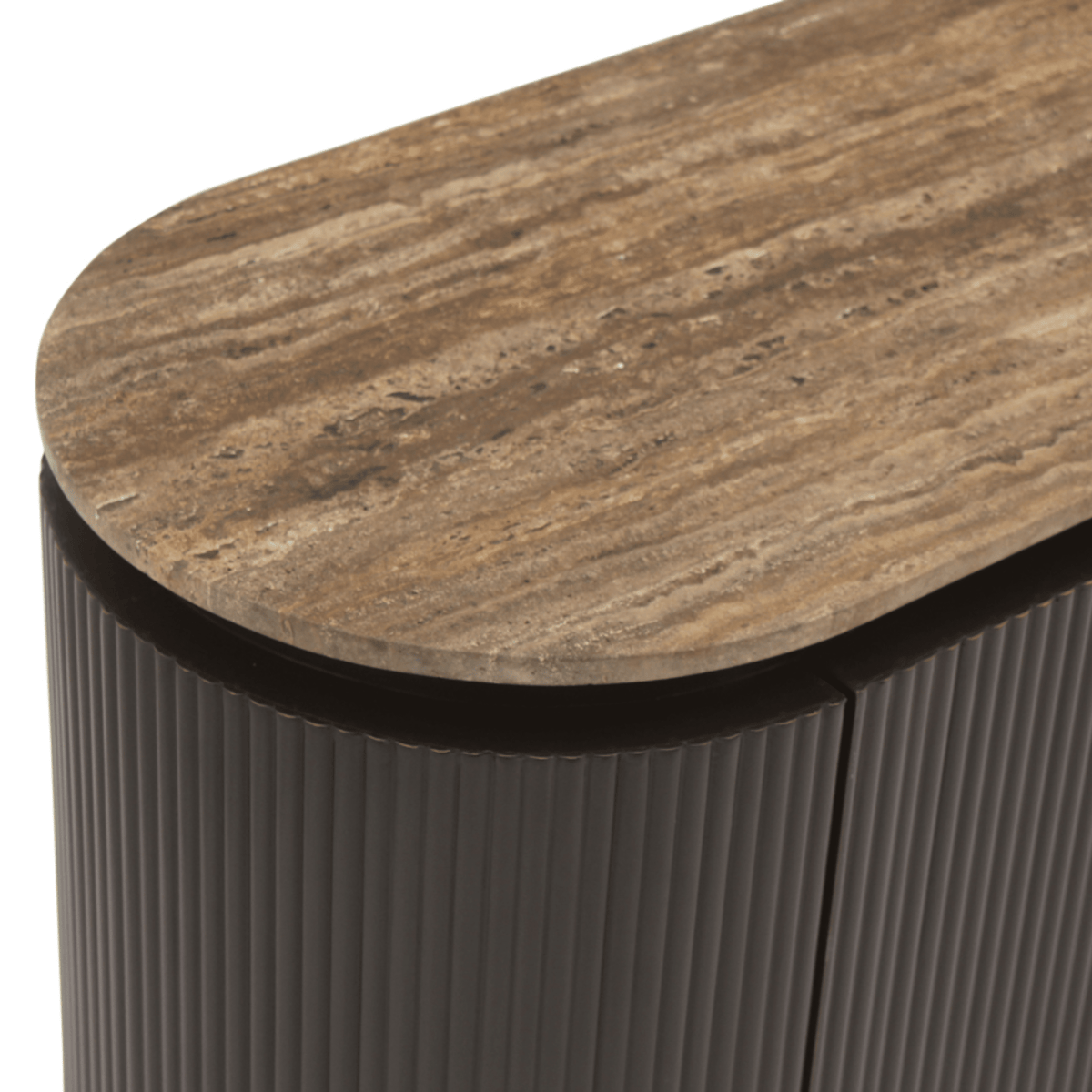 Aya Brown Ribbed Media Unit with Travertine Top Furniture