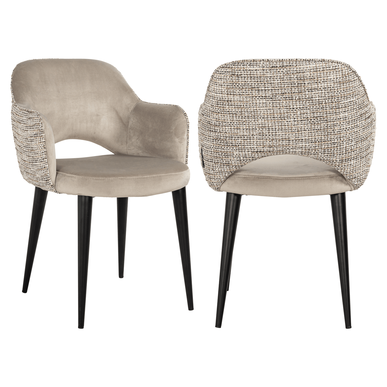Azura Taupe Velvet & Tweed Dining Chair with Black Legs Furniture