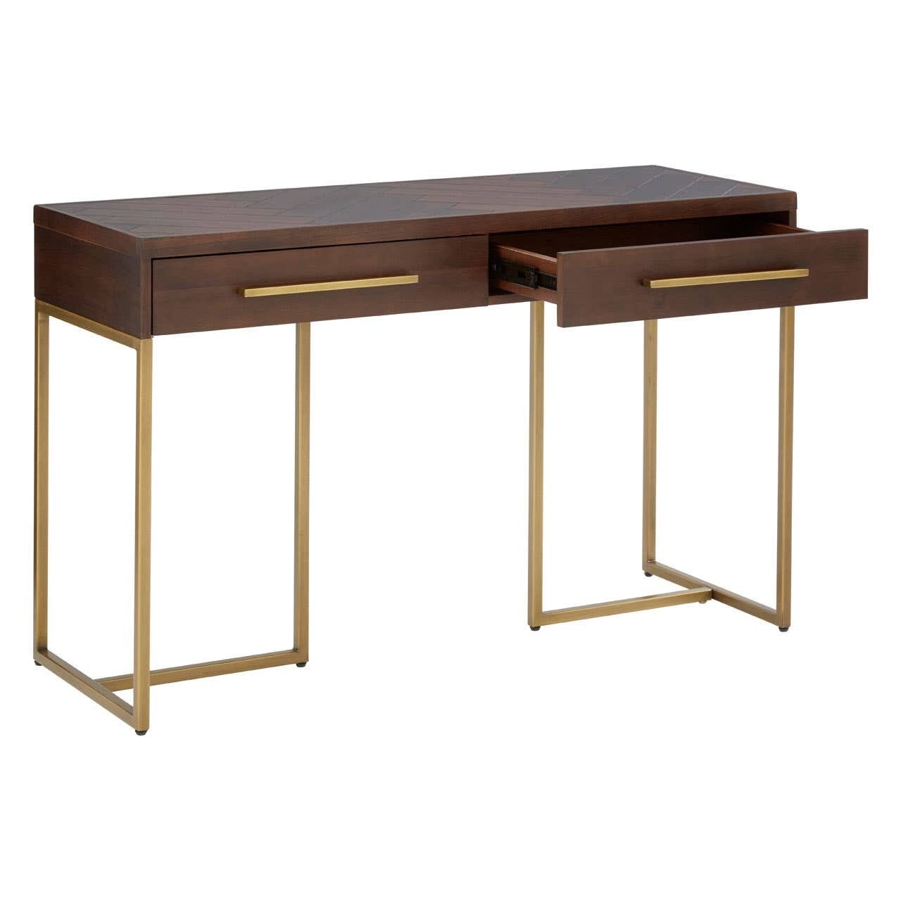 Bancha Dark Wood Console Table with Herringbone Detail Furniture