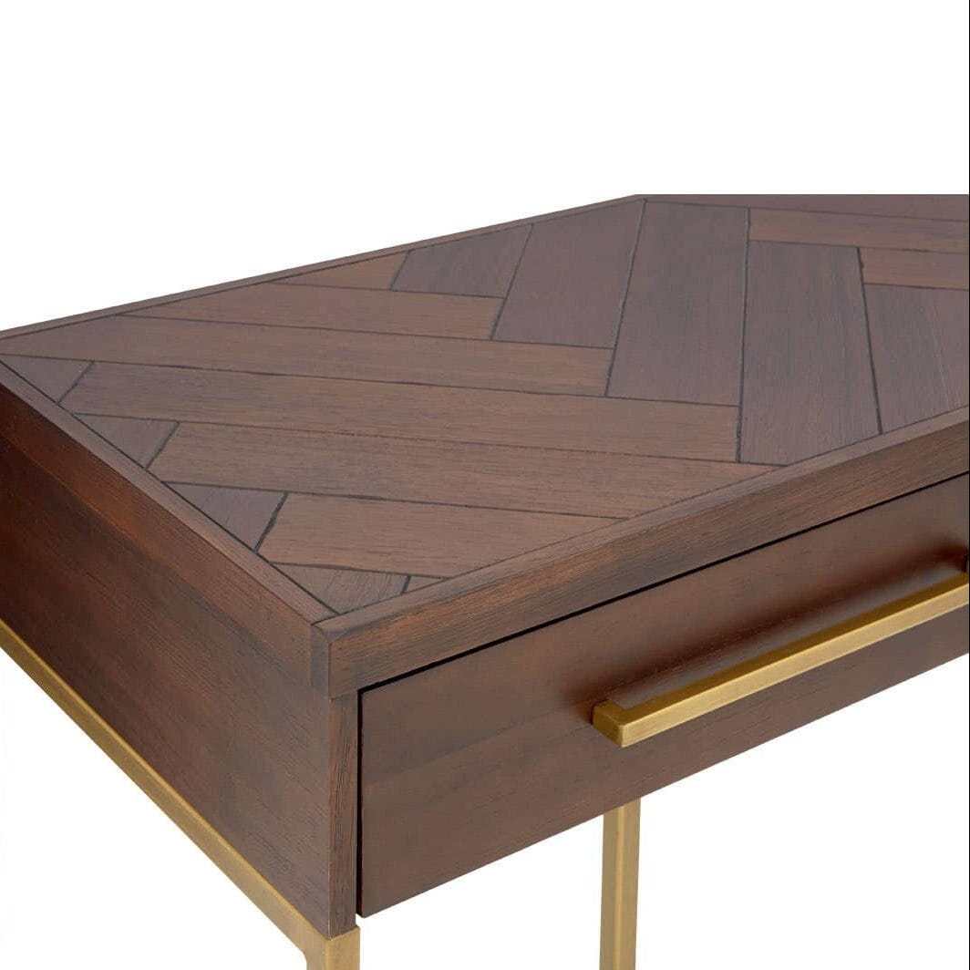 Bancha Dark Wood Console Table with Herringbone Detail Furniture