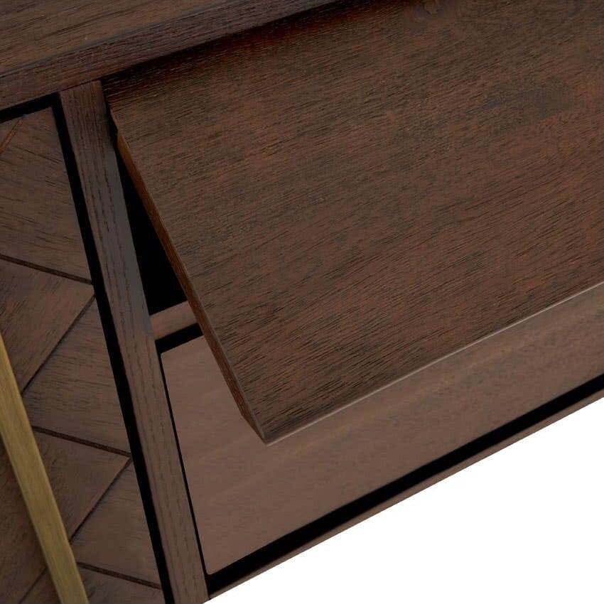 Bancha Dark Wood Media Unit with Herringbone Detail Furniture