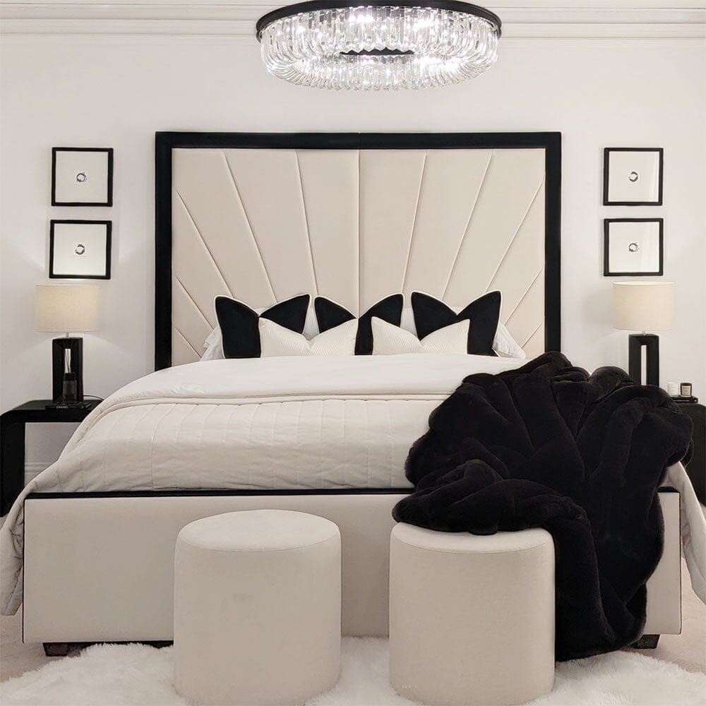 Barcelona Cream & Black Sunburst Bed MTO Beds and Headboards
