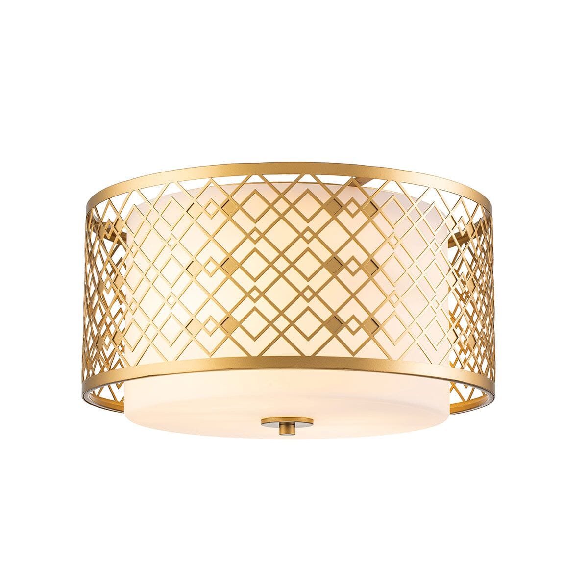 Belgrave Gold Diamond Pattern Flush Ceiling Light Lighting