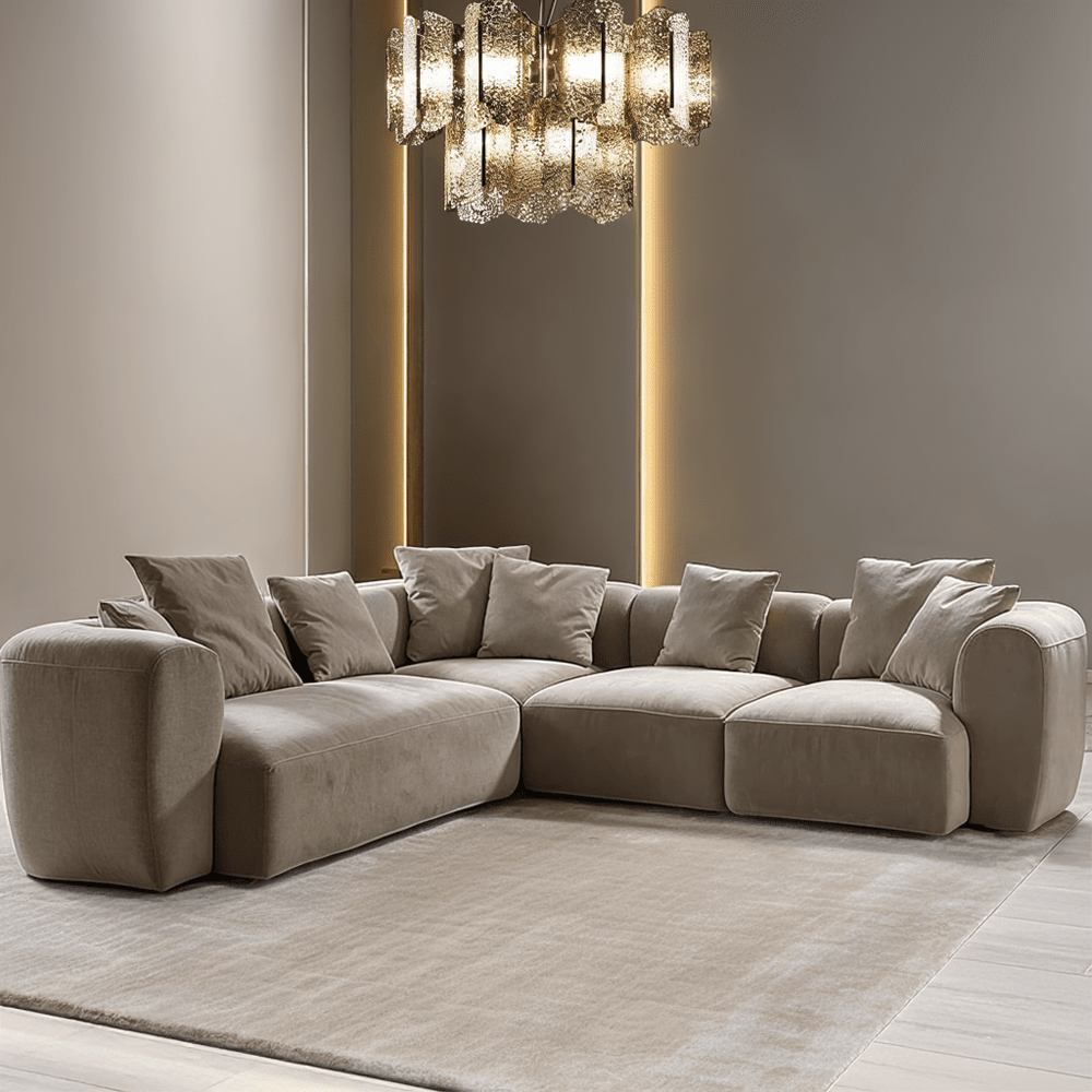 Bellina Taupe Chenille Luxury Modular Sofa Sofa