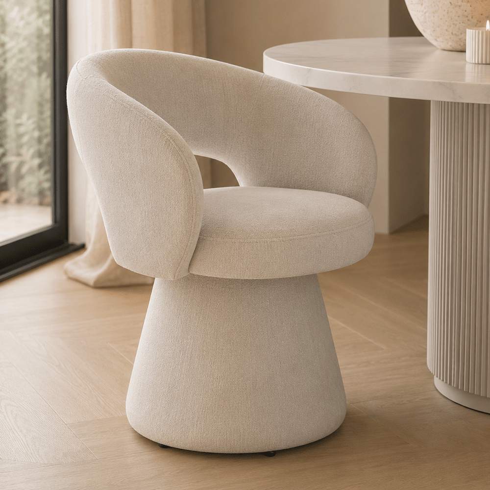 Belmon Cream Textured Fabric Dining Chair Furniture