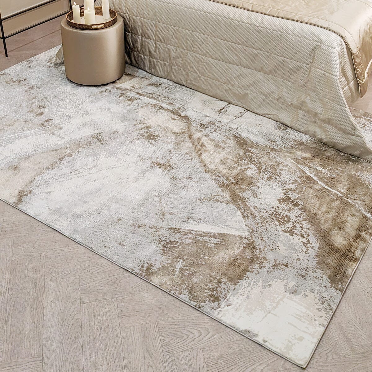 Biscotti Luxury Abstract Cream & Mink Metallic Rug Textiles