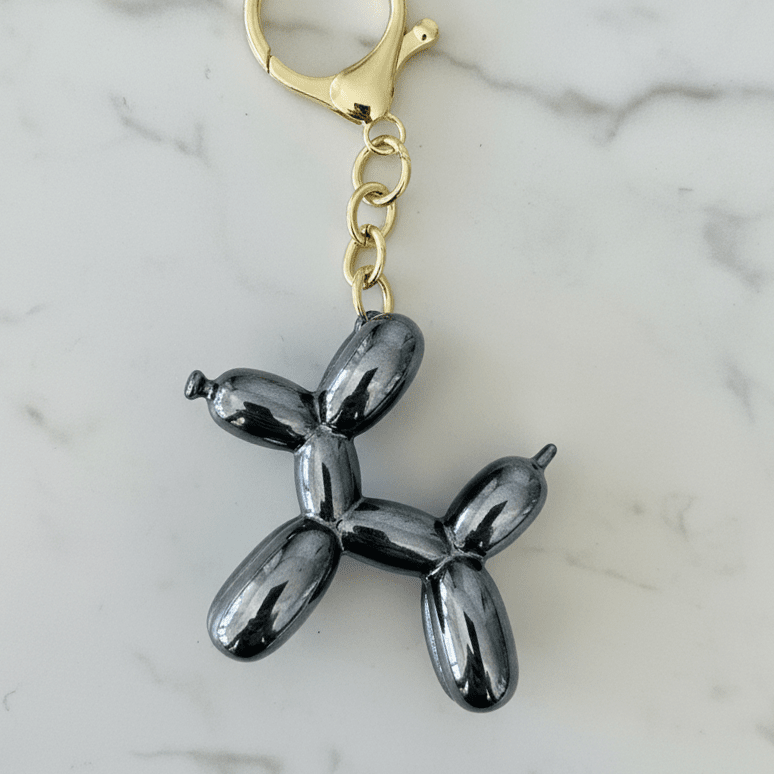 Black Pearlescent Balloon Dog Keyring Accessories