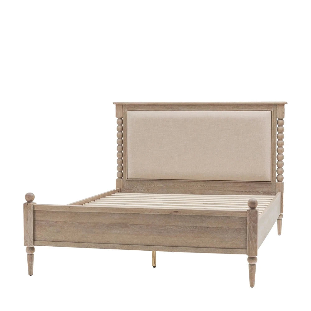 Blenheim Luxury Cream & Lightwashed Wood Upholstered Bed Beds and Headboards