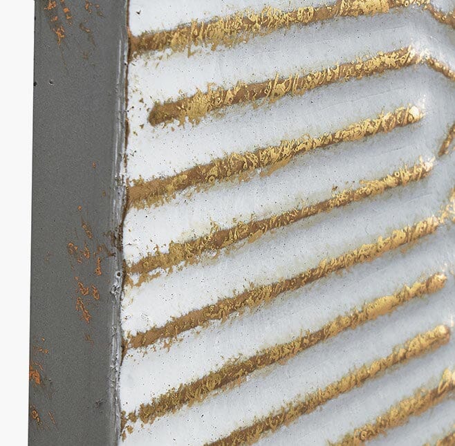 Bliss White & Gold Large Textured Metal Wall Art Accessories
