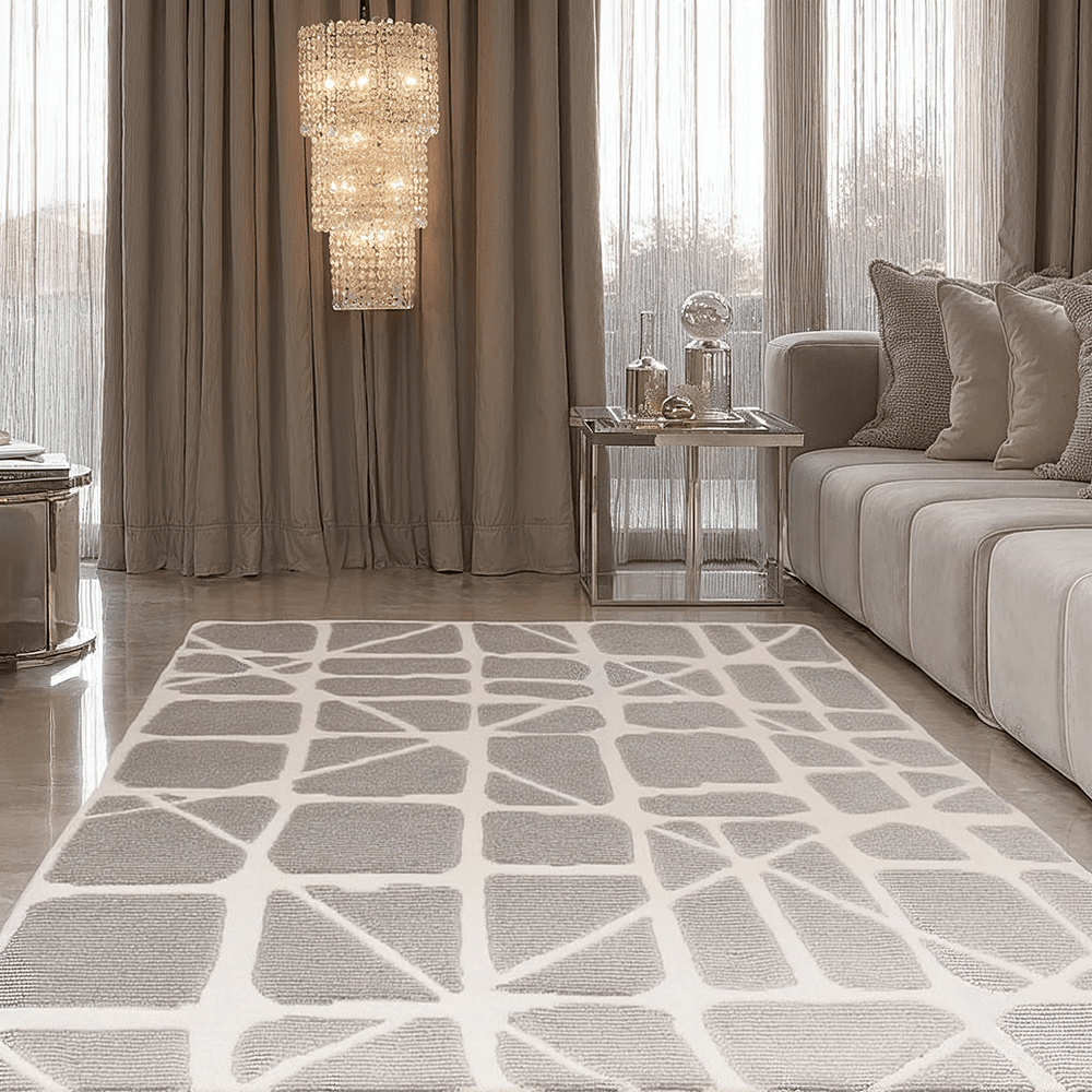 Braylin Grey & Cream Abstract Rug