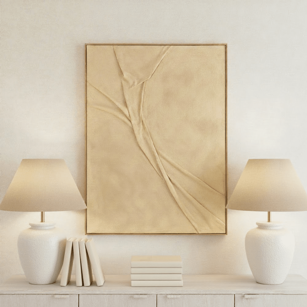 Brisa Sand Textured Canvas Wall Art with Wooden Frame Accessories