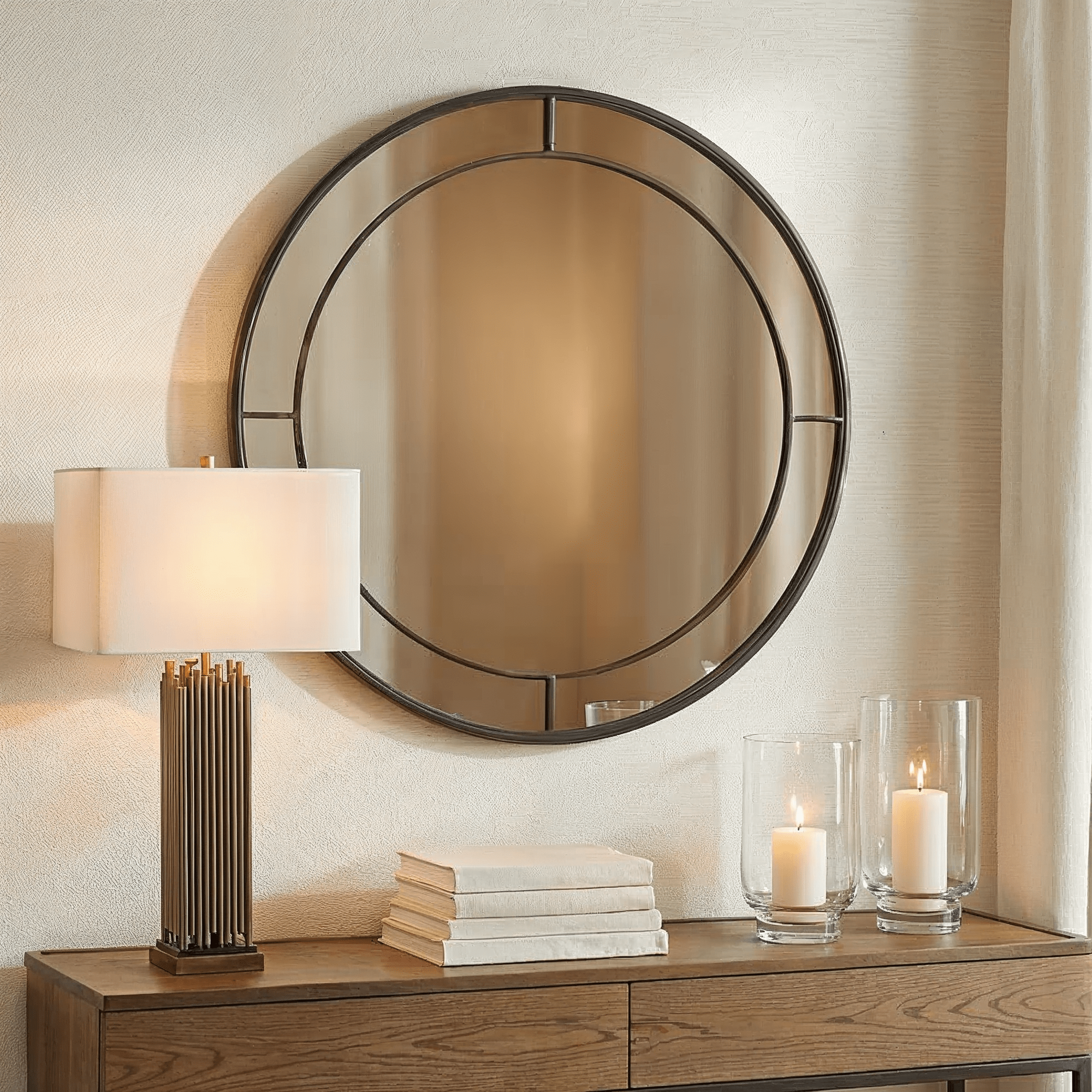 Bronx Antique Bronze Round Wall Mirror Accessories