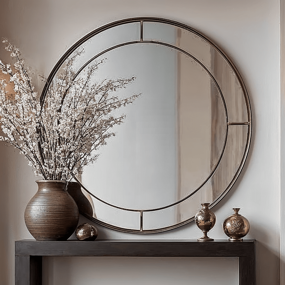 Bronx Large Antique Bronze Round Wall Mirror Accessories