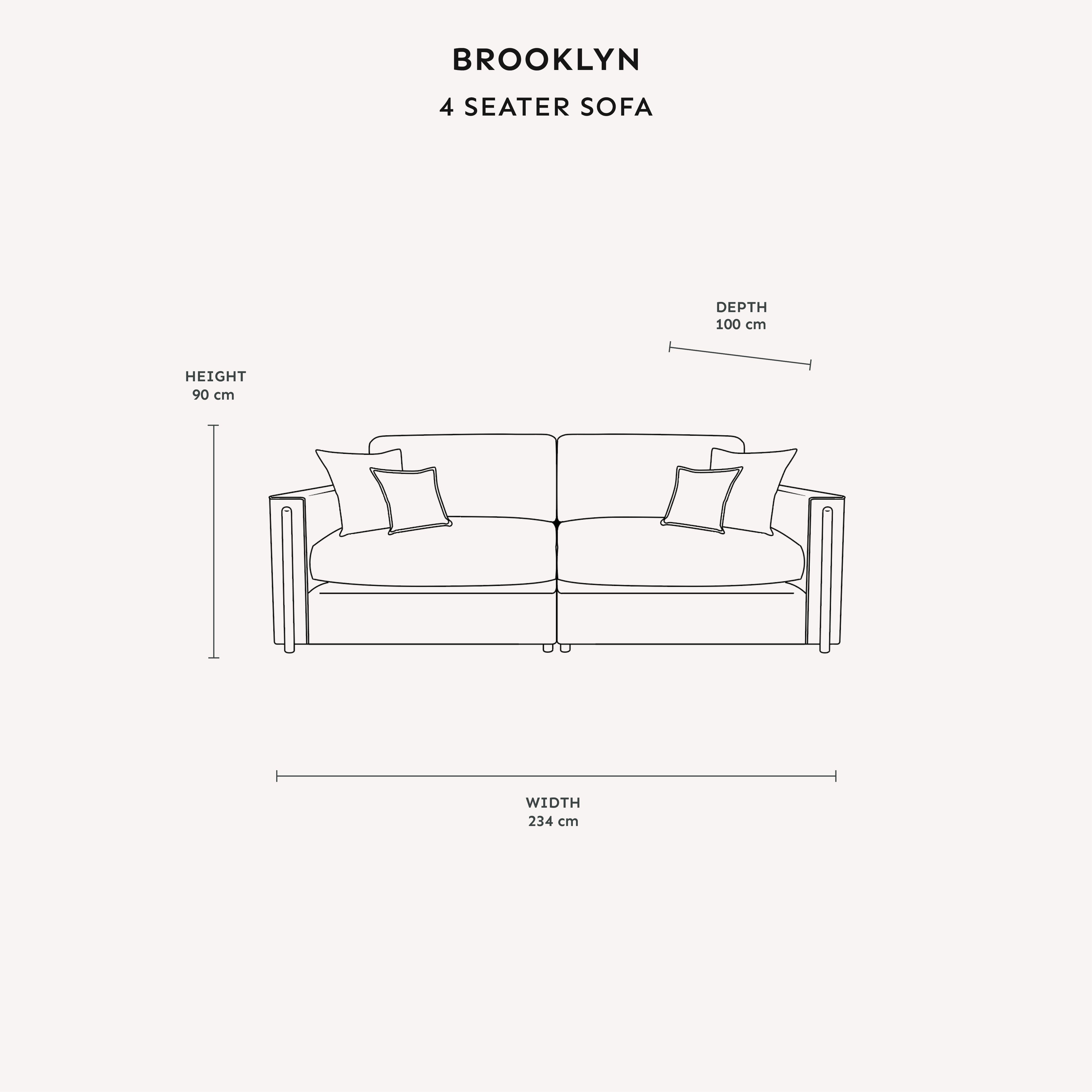 Brooklyn Mink Textured Chenille Sofa Range with Walnut Leg Detail Sofa 4 Seater