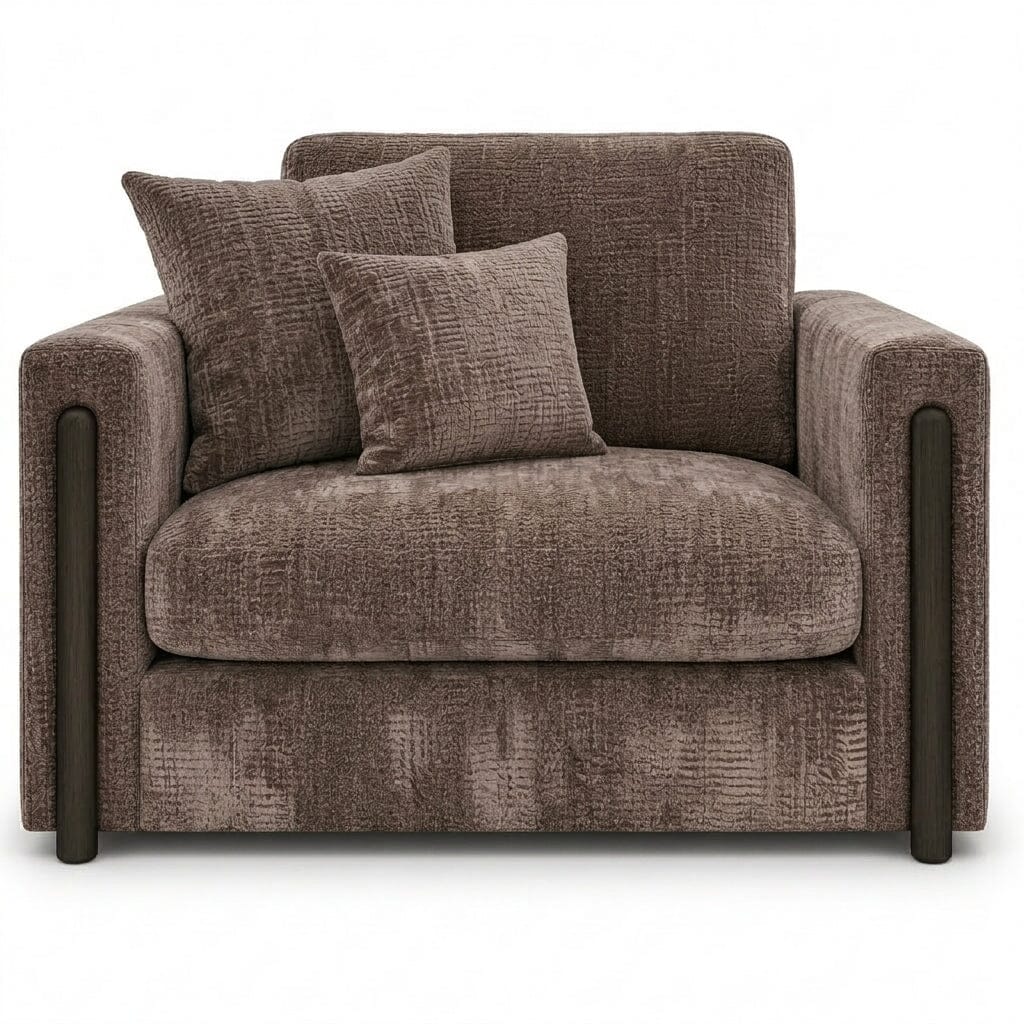 Brooklyn Mink Textured Chenille Sofa Range with Walnut Leg Detail Sofa Love Seat