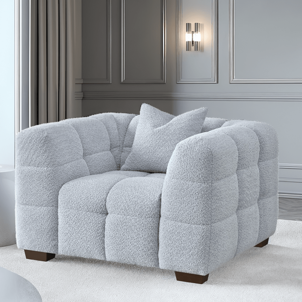 Bubble Tufted Pearl Boucle Chair Sofa