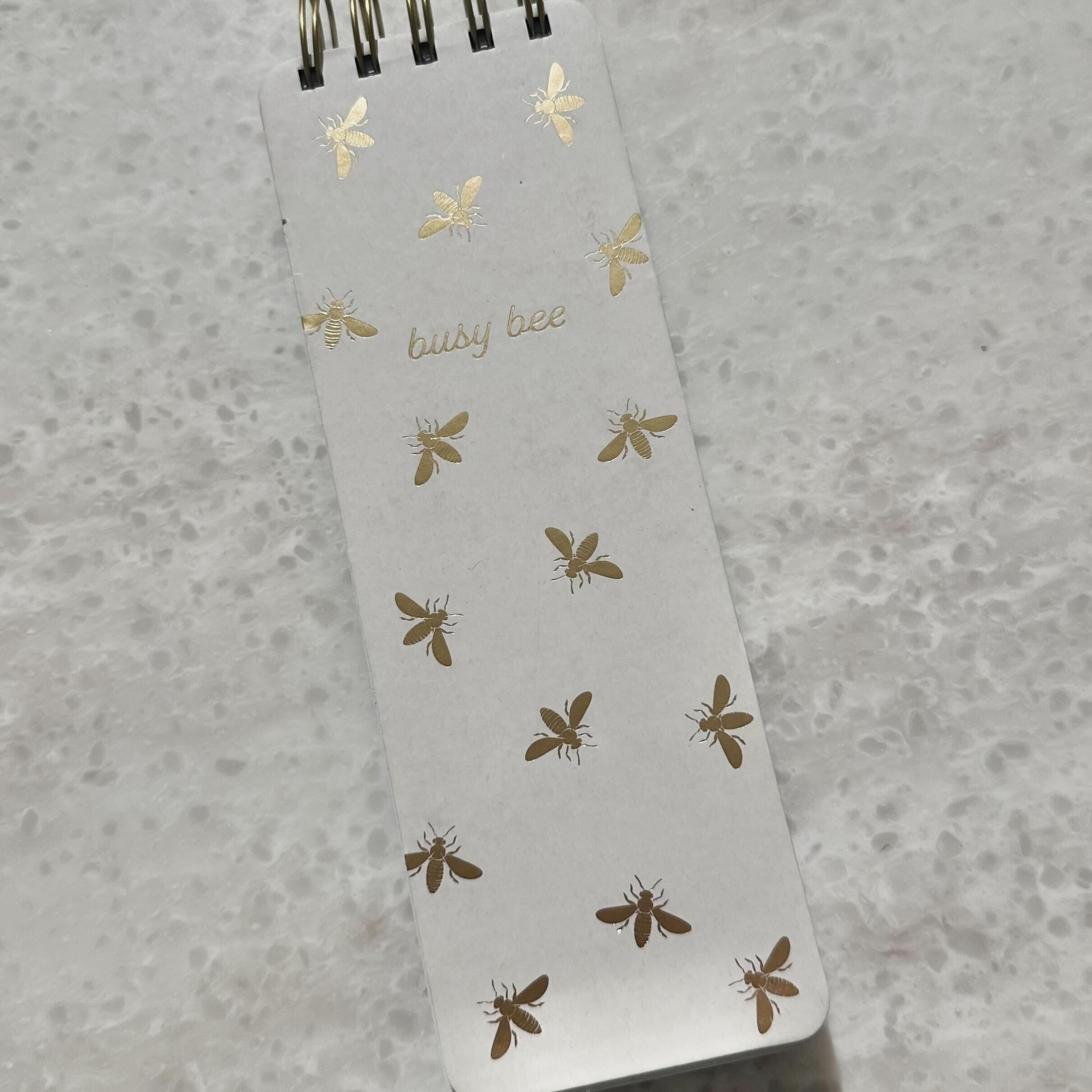 Busy Bee Cream & Gold Lined Memo List Notebook Accessories
