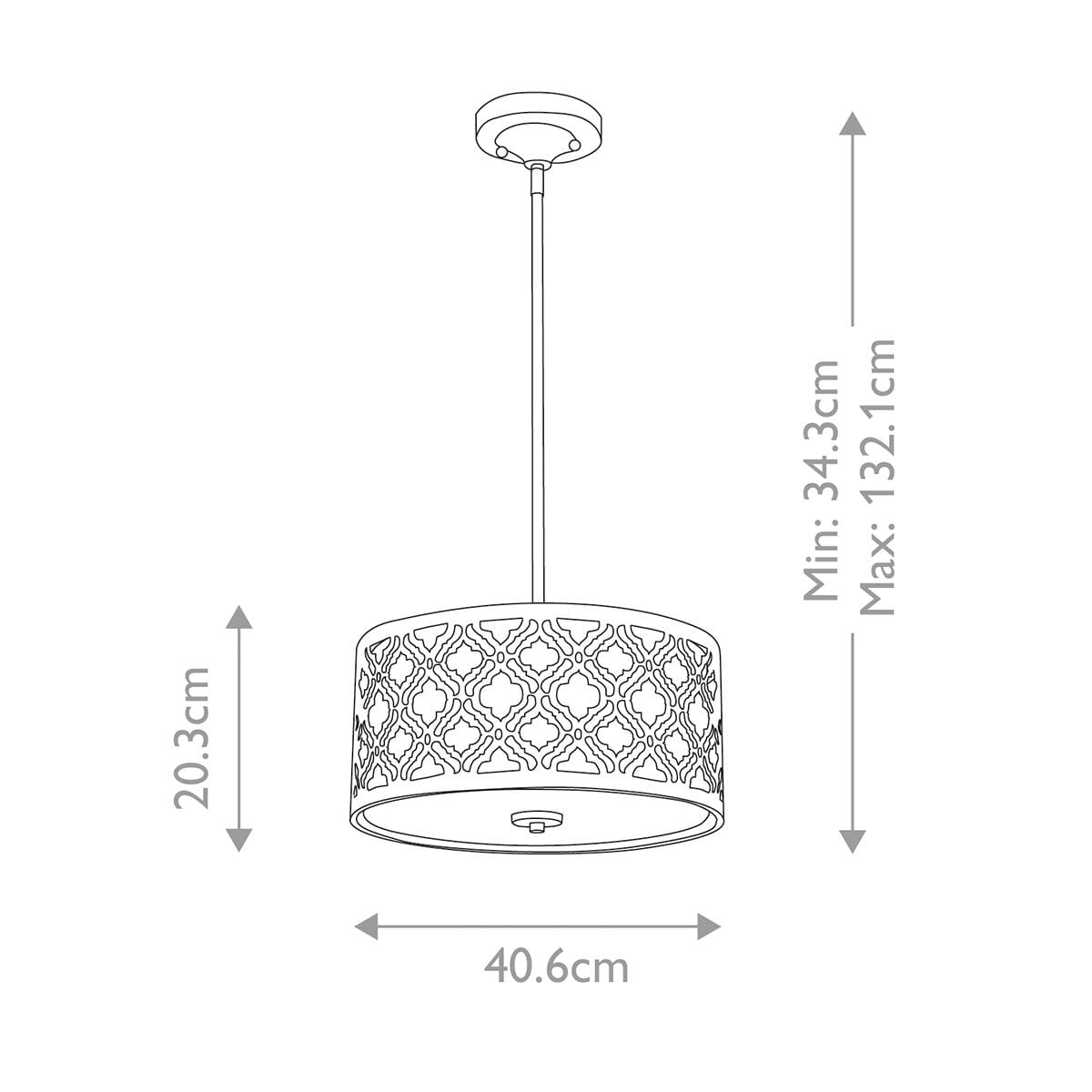 Caitlyn Medium Gold Height Adjustable Pendant Ceiling Light Lighting