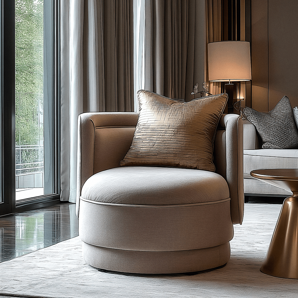 Canazei Taupe Chenille Curved Accent Chair Furniture