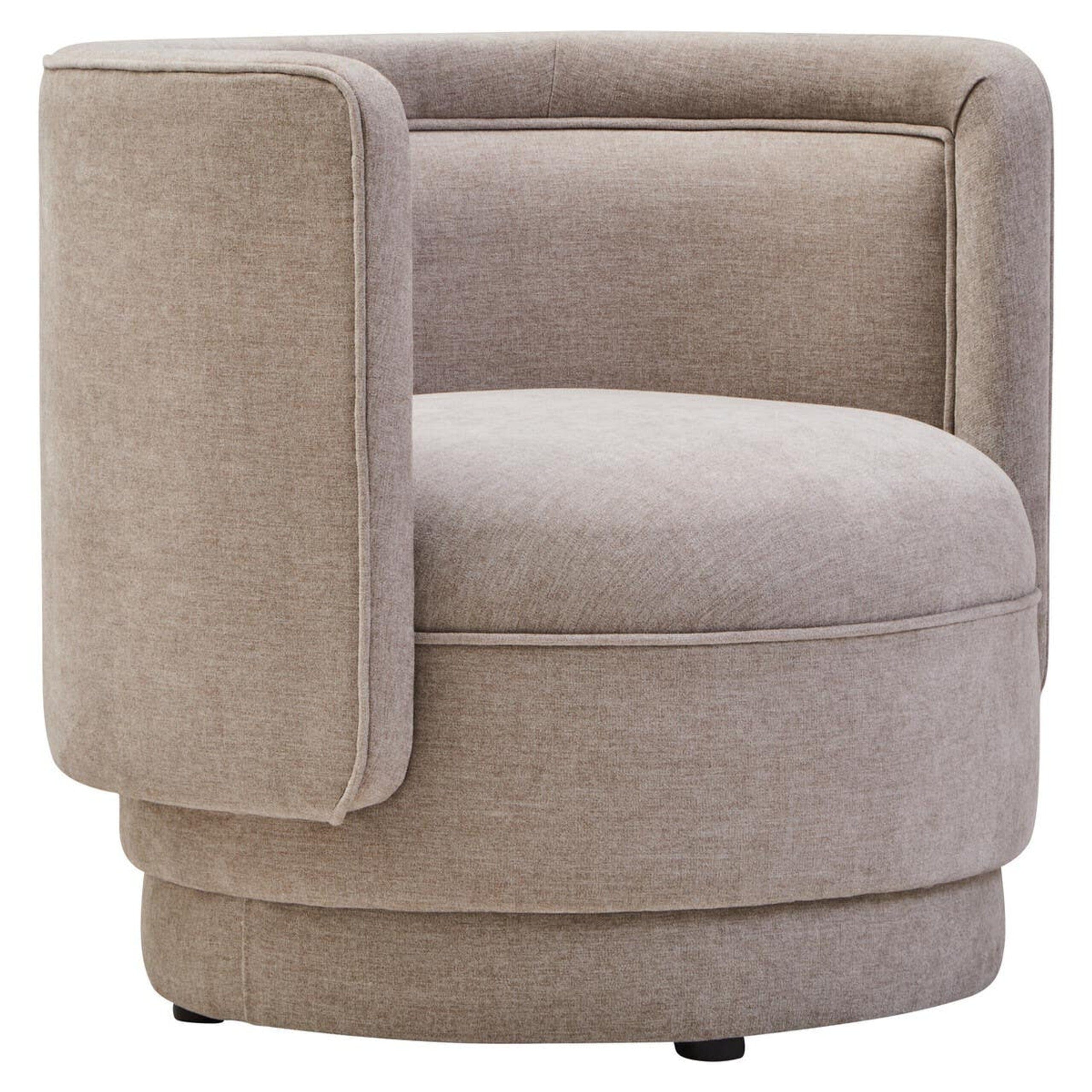 Canazei Taupe Chenille Curved Accent Chair Furniture