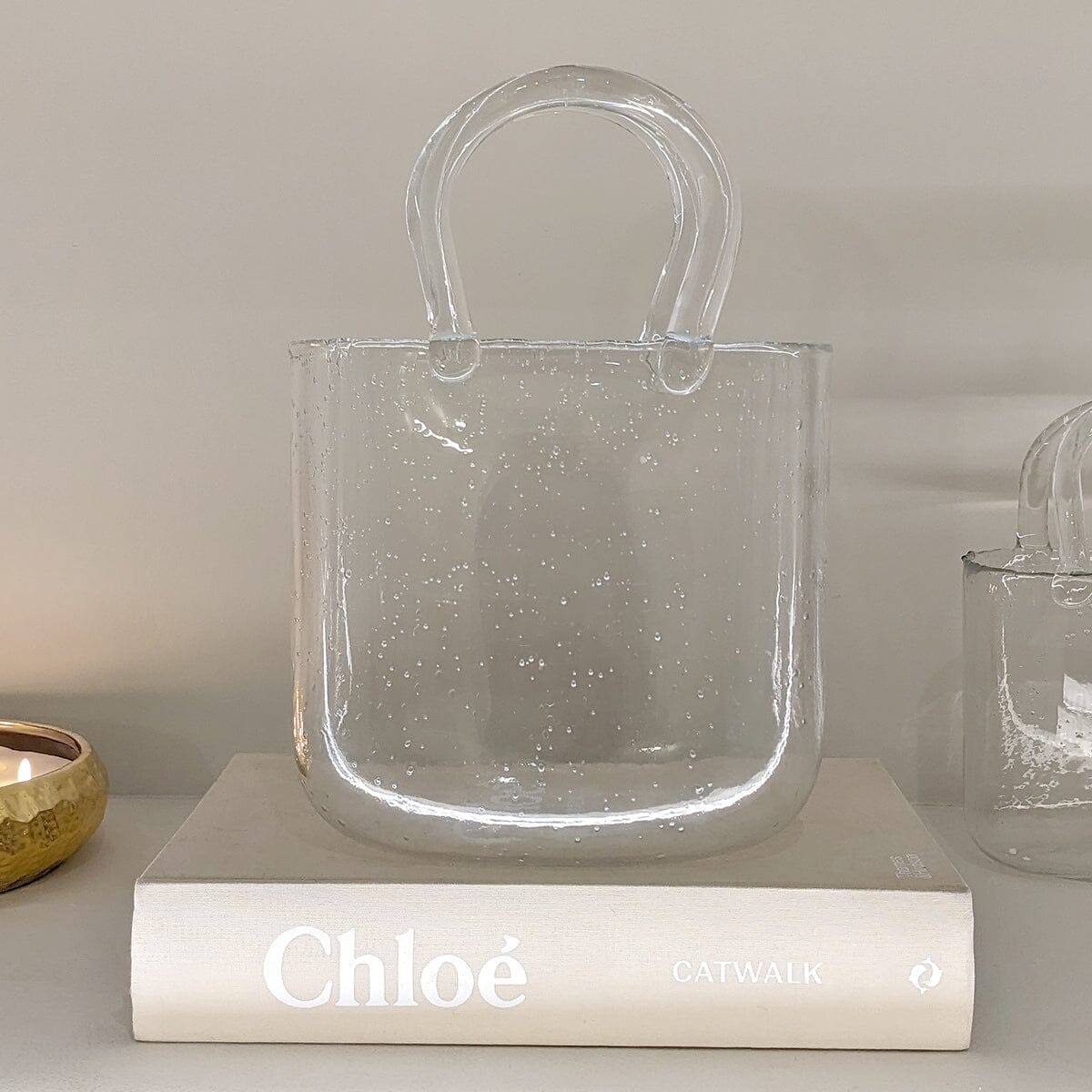 Carina Bubbled Glass Decorative Handbag Vase Accessories